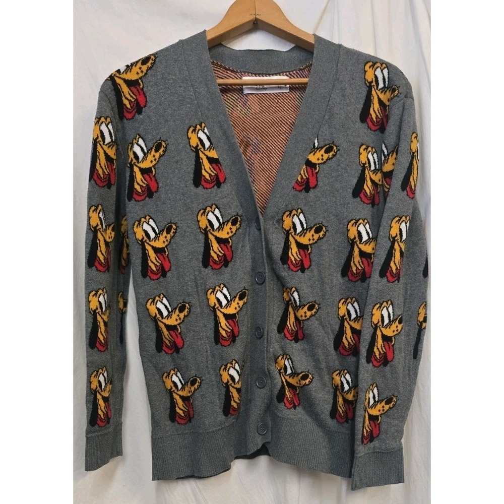 Disney Store Pluto Dog 90th Anniversary Varsity Grey Cardigan Adult - Picture 2 of 7